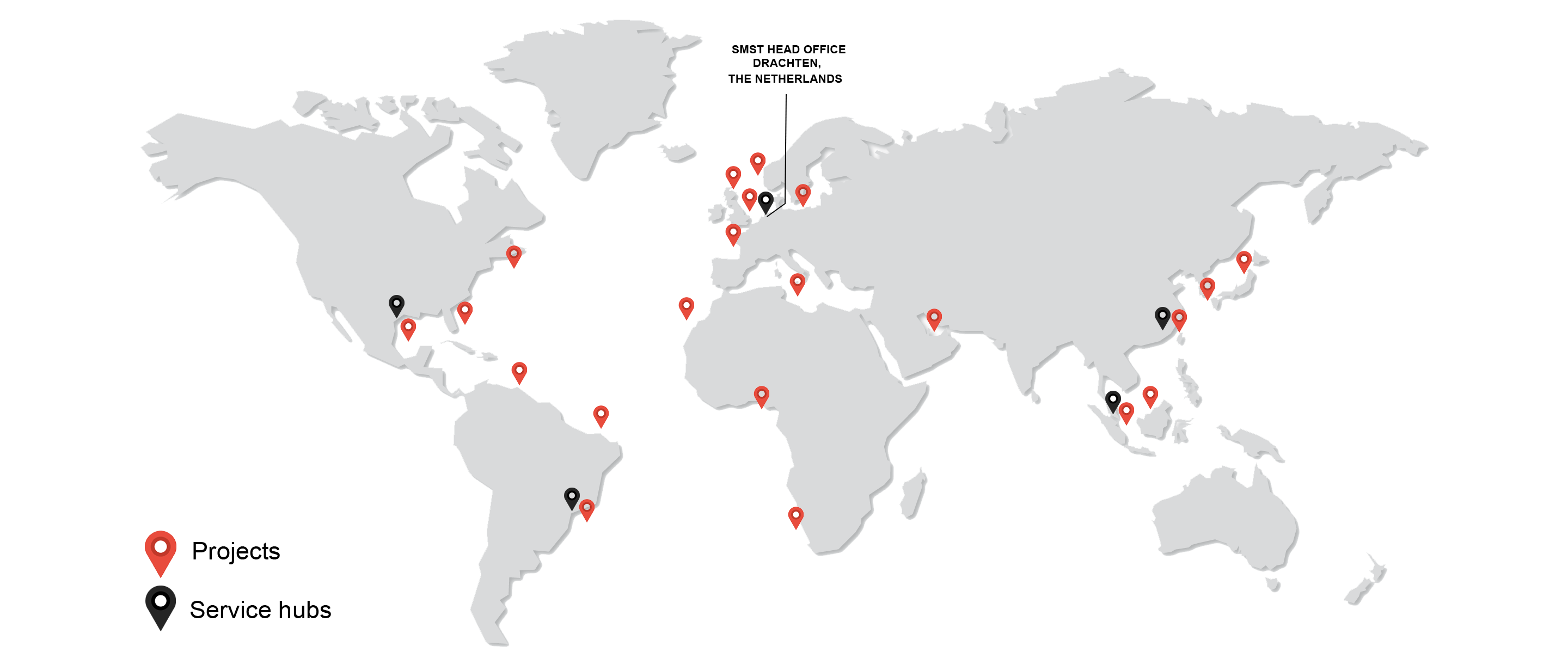 Kaart met SMST locaties